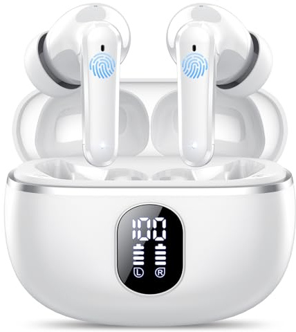 Auriculares Inalámbricos Bluetooth, Auriculares Bluetooth 5.4, 50H con Graves, 4 Mic con Reducción de Ruido ENC, 2026 Auriculares Deportivos IP7 Impermeable, Carga Rápida USB-C, Ajuste Cómodo
