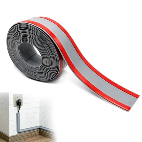 5 m x 5,5 cm kabelkanal, självhäftande kabelkanal, självhäftande kabelkanal, PVC-vägg, för 3 kablar – flexibel väggkabelkanal för golv, kontor, hem