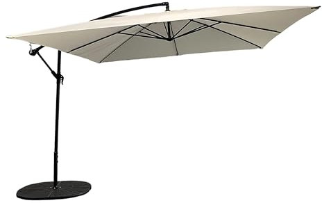 Megashopitalia Ombrellone da Giardino a Sbalzo Quadrato 3x3 MT in Alluminio Ecrù a Banana Decentrato Ristorante Bar Locale Balcone Terrazzo Esterno con Telo in Poliestere Impermeabile