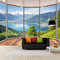 fototapete 3d effekt Benutzerdefinierte 3D Wandbild Tapete Moderne Kreative Balkon Französisch Fenster Natur Landschaft Fototapeten Wohnzimmer Schlafzimmer Wohnkultur
