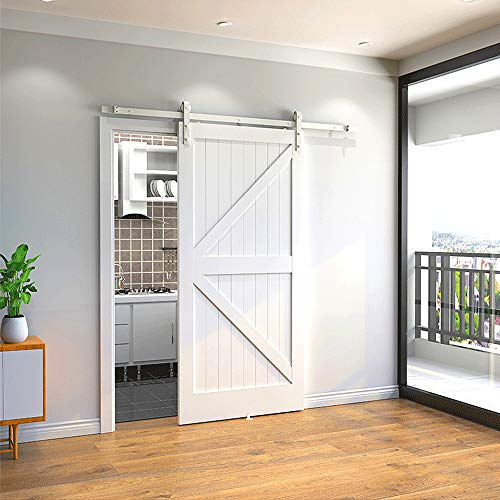 Wefun Kit di guida per porta scorrevole, sistema di porta scorrevole, binario di rotolamento, 1,83 M/2 m, colore: Bianco