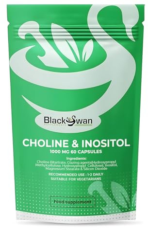 Black Swan Choline & Inositol Capsules 1000mg – Daily Nutritional Supplement for Metabolism Support, Nutrient Balance & Women’s Wellness Routine, Vegetarian Friendly – 60 Capsules 2 Month Supply