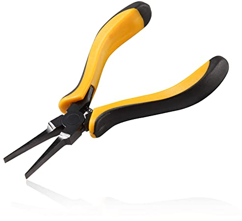 LEONTOOL 12,7 cm Flachzange, glatte Backen, Schmuck-Zange, dünne flache Nase für Schmuckherstellung, Handwerk, Leiterplattenreparatur, Gelb