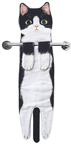 Cat Funny Hand Towels - Cute Bathroom Kitchen Towels Cat Decor Decorative Hanging Face Towels Super Absorbent Soft - Mothers Day Easter Birthday Christmas New Home Gifts for Women Mum Cat Lovers