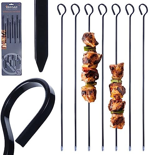 Vilde Metallspieße Grillspieße Fleischspieße Schaschlikspieße Grillwerkzeug Edelstahl schwarz 31,5 cm 8 St.