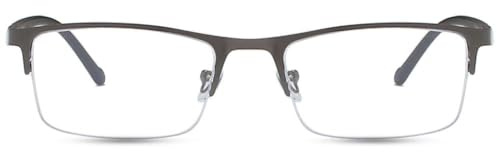TECH-LINE-DIRECT FASHION ACCESSORIES Blue Light Blocking Glasses Eyeglasses Rectangle Frame UK Men/Women (Gunmetal Frame + Clear Lens)