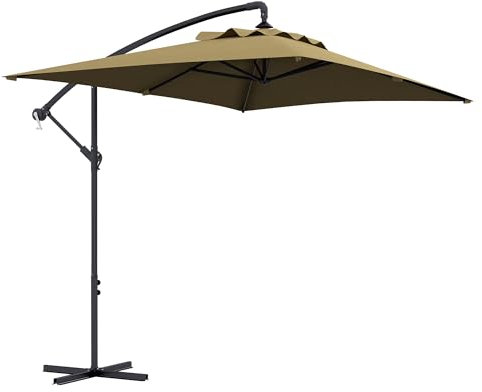 Outsunny Parasol déporté 3 x 2 m parasol rectangulaire extérieur avec manivelle et 6 baleines acier protection UV marron
