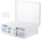 ALINK Photo Storage Box 4 x 6 Photo Case with Handle,16 Inner Photo Keeper, Plastic Photo Organiser for Seed,Cards, Picture,Craft with 1 Sheet Label Sticker(clear)