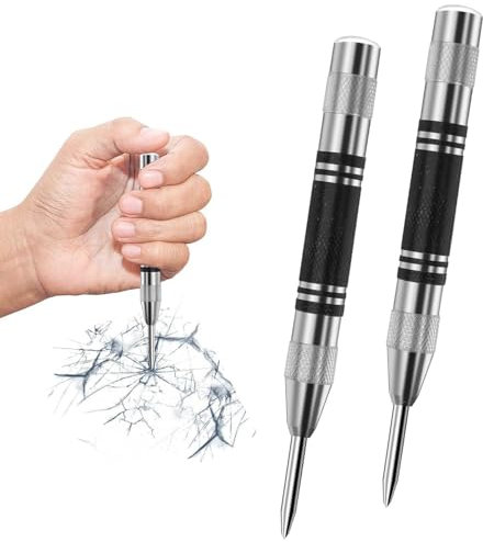 2 Piezas Punzón Central Automático, Punzón Central con Resorte, Punzón Central con Tensión de Resorte, Punzón Central de Alta Resistencia para Metal, Vidrio Y Madera