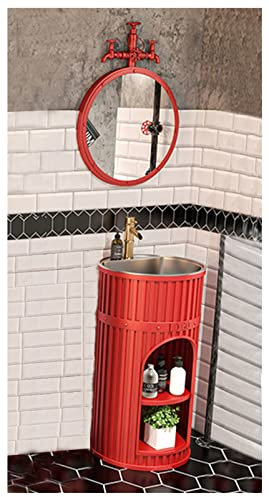 Industrial Style Removable Free Stand Iron Art Vanity Set - Bathroom Basin Vanity Unit Furniture, Free Standing Bathroom Cabinet Under Sink Bathroom Cabinet