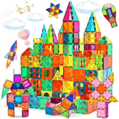 BUOAZR 84Pcs Bloques de Construcción Magnéticos, 3D Juego Magnetico Juguetes, Juguete Educativo con Figuras Geométricas, Construcciones Magneticas Niños Juguete para Más de 3 Niños y Niñas