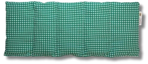 Franzis Nähstube I Oreiller aux pépins de raisin I 50x20cm I à carreaux vert I 100% coton I Oreillers en céréales I Soulagement de la douleur I Coussin chauffant pour micro-ondes I Coussin réfrigérant