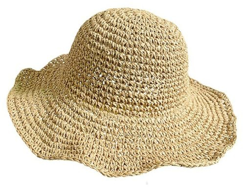 Arrderly Chapeau de Soleil Pliable de Plage pour Femme - Large Bord en Paille, Vert, 59