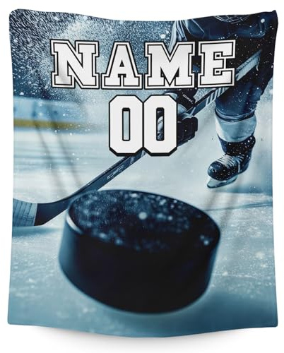 Custom Hockey Puck Blanket, Gifts for Boys 2-3, Knee Blanket, 40 x 30 Inches Kids Blanket, Cozy Flannel Blanket, Gift for Birthdays, Gift for Ice Hockey Lovers, Soft Throws for Chair, Couch Sofa