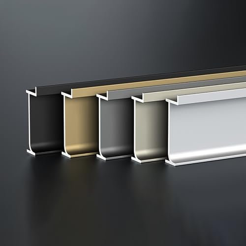 Raouoae Zócalo De Aluminio Duradero 125 Cm* 2 Piezas Moldura Y Rodapié Elegante para Suelos Laminados En Salón Cocina Y Pasillo Acabado Moderno Y Resistente(Black,Height:2cm)