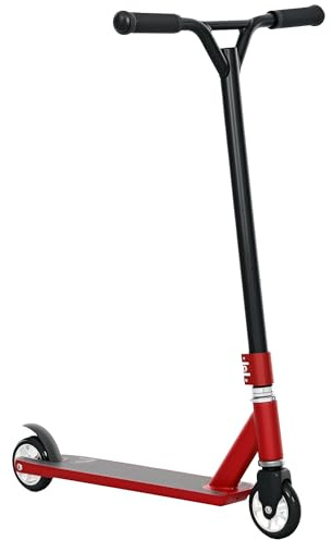 HOMCOM Scooter acrobático, 360 ° Nivel de Entrada Trucos Scooter w/Cubierta de Aluminio Ligero y ABEC 7 Rodamiento, para la Edad 14+ Principiantes, Rojo