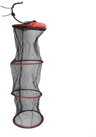 Sac à appâts pliable avec cordon en nylon résistant, parfaitement adapté comme piège à méné ou pour seau à poisson vivant (25 x 90 cm)