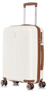 CELIMS - Valise Cabine 55x35x25 cm en Polypropylène | Ultra Légère 10 kg | Serrure TSA | 8 roulettes 360 | Beige