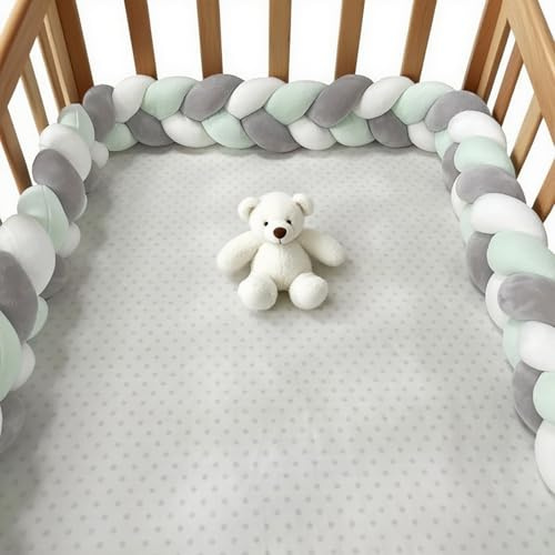 AZMAHT Letto a Treccia Decorativo Cuscino Coccoloso Soffice Intrecciato Sponda Letto Bambini Paracolpi Sponda Sponde Anticaduta Cuscino Protettivo in Peluche,R4,500CM