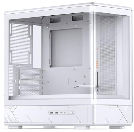 Jonsbo D200 Case PC Mini-Tower mATX con vetro temperato, display frontale, spazio per 7 ventole e radiatore da 240 mm – bianco