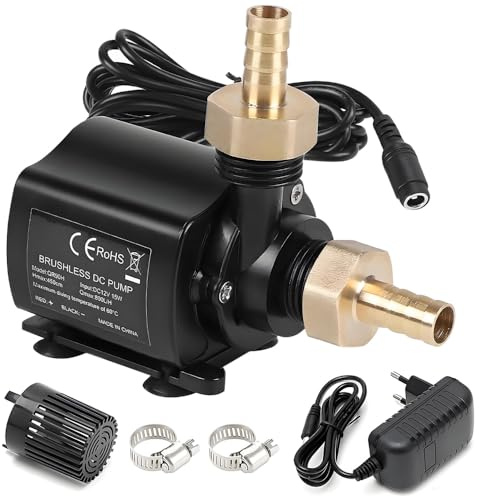 BIZOI Bomba de Agua 12V 800L/H 5M, Bomba Sumergible con Control de Velocidad, Mini Bomba de Agua, Bomba de Agua Sumergible Sin Escobillas para Estanque, Acuario, Fuente Solar