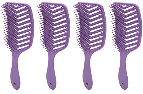 Cepillo de pala curvo con ventilación, 4 unidades; cepillo desenredante con ventilación para cabello húmedo y seco; herramienta profesional para secado y peinado con diseño