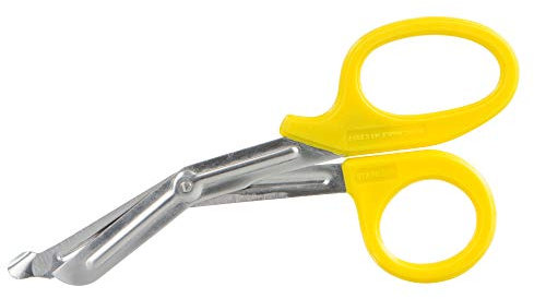 SANISMART Universalschere Verbandschere 19 cm | Rostfrei & kniegebogen | Ideal für Rettungsdienst & Erste-Hilfe | Gelb