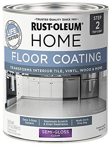 Rust-Oleum 358870 Floor Coating Top Coat Semi-Gloss Clear Quart