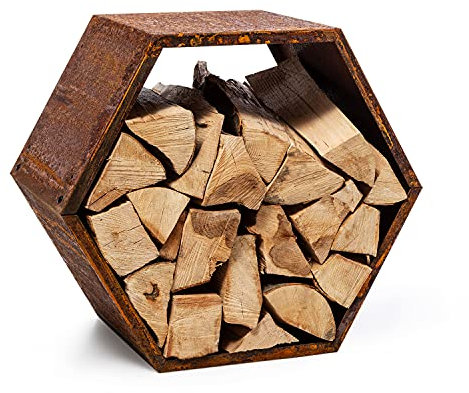 blumfeldt Kindlewood, praktischer Holzspeicher, Holzlager, Stahl-Lagerkasten, rustikal, Material: langlebiger 2 mm Stahl, rostfarbe