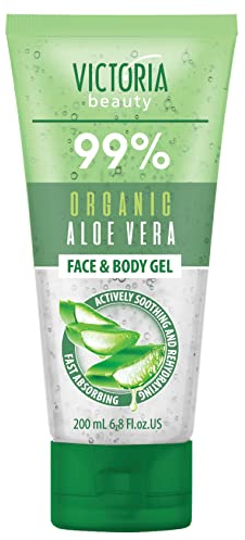 Victoria Beauty Aloe Vera Gel 99% Organic, idratante per viso e corpo, cura naturale dopo sole, 200 ml
