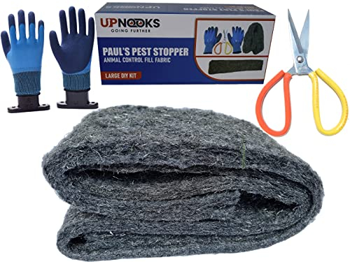 Fill Fabric Rust Proof Stainless Steel Wool Poly Fiber, Large DIY Kit, 1 4in. x 5ft. Roll, Quality Gloves, and Quality Scissors Fill Gaps/Holes