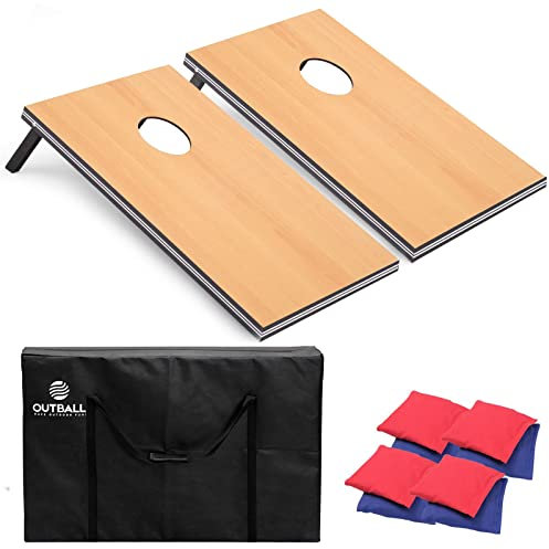 Outball Cornhole - Juego de Cornhole para Exteriores, Juego de Cornhole, tamaño reglamentario, Juego de Lanzamiento de puf al Aire Libre para Adultos, Familia, césped, Playa, Actividades al Aire