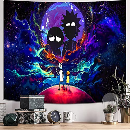 Atrippy Anime Wall Tapestry for Bedroom, Trip-py Posters Space Wall Tapestry for Men, Cool Black Aesthetic, Hippie Room Decor Wall Hanging Art for Girl Boys Party 51''x60''