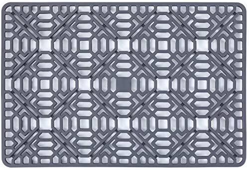 Toski Silikon Spülbeckenmatte,Küchen Spülenschutz, Hitzebeständig rutschfest,Faltbare Spülbeckenmatte Spülbeckenmatte Dicke 1.1 cm,40 ×27cm Küche Spülbeckenmatte,Graue