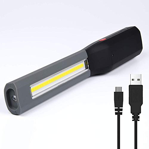 greate LED Werkstattlampe mit Magnet - Profi 2in1 Akku Inspektionsleuchte mit 200 Lumen - Arbeitsleuchte aufladbar über USB, robust, handlich - Arbeitslampe Werkstattleuchte Arbeitslicht