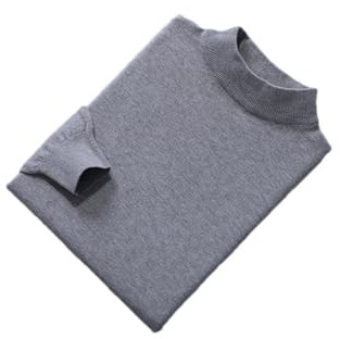 Herrtröja ulltröja pullover höst vinter halv polokrage mjuk varm kashmirtröja jumper stickade tröjor, Medium grå 9, XXL