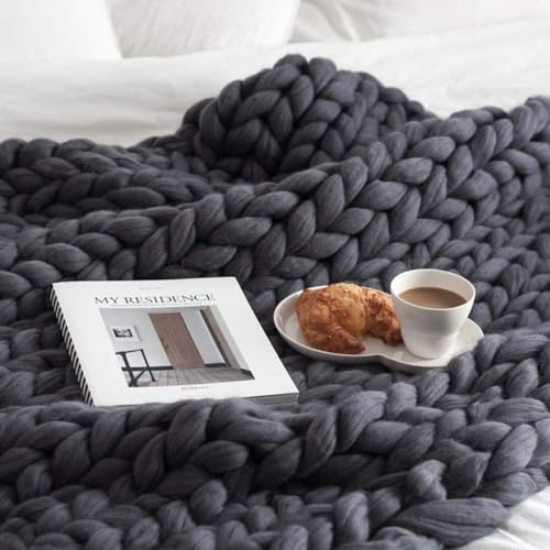 Morbido Coperta a Maglia Grossa, Fatto a Mano Super Spesso Coperta Lavorata a Maglia di Lana, Traspirante Accogliente Caldo Coperta per Divano Copriletto, per Divano Letto Poltrona Giardino ( Color :