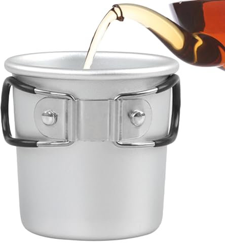 Taza de café de camping – Taza de café con mango plegable en aleación de aluminio – Taza de 150 ml para té, café, cerveza, equipo compacto al aire libre para viajes, picnic, senderismo