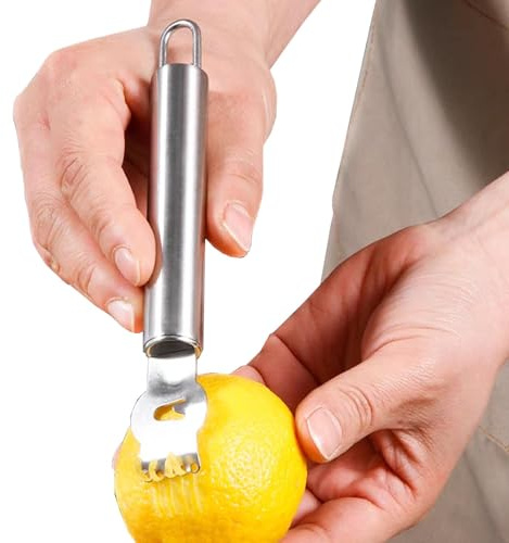 Rallador de limón, rallador de limón de acero inoxidable, pelador de pomelo de acero inoxidable, pelador de naranjas y cítricos, cortador de rallador, herramienta portátil para pelar limones, pelador