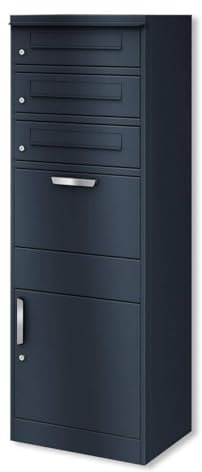 Metzler Paketbox mit 3 Briefkästen – XXL 3er Briefkasten mit Paketfach, rostfrei und wetterfest – großer Outdoor Paketbriefkasten für Pakete bis Größe M – RAL 7016 Anthrazit - Modell Bispo