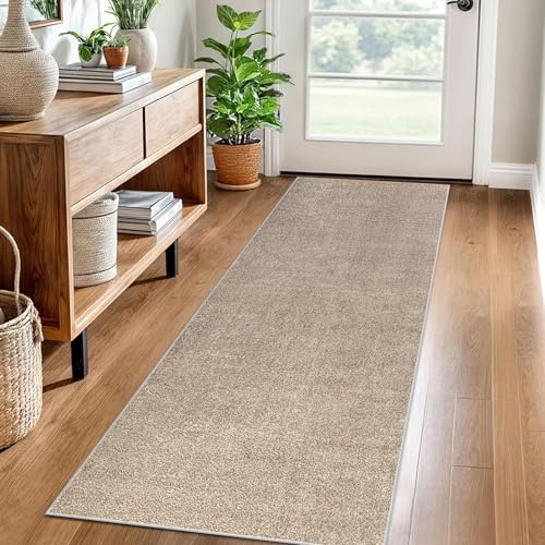 Tappeto per Corridoio Lungo Tappeto Passatoia Cucina Antiscivolo Lavabile 90 x 200 cm Tappeto Runner per Corridoio Tappeto Ingresso Moderno Tappeto Passatoia per Corridoio Cucina Lavanderie Beige