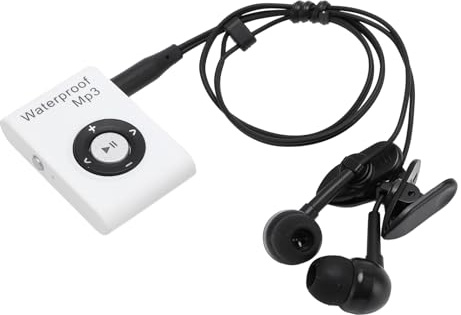 Plyisty IPX8 Waterproof Mp3 Player, Lettore Musicale con Clip Posteriore, Memoria da 8 GB, Mp3 Subacqueo con Cuffia per Navigare, Sport Acquatici, Corsa (WHITE)