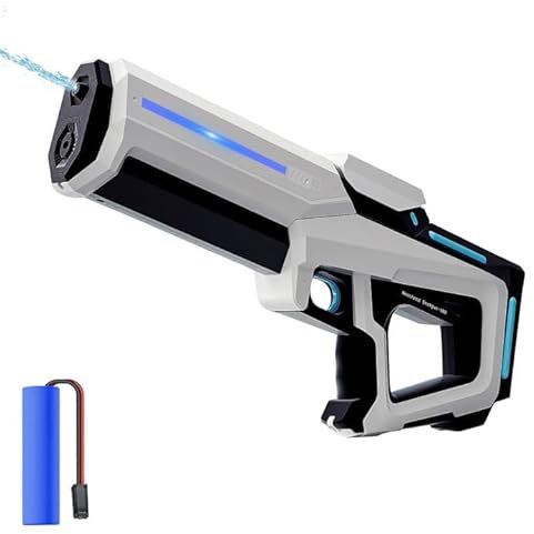 Pistola de agua eléctrica, 300 ml, 2 en 1, pistola de agua para adultos y niños, con luz LED, conexión con botella de agua, pistola de pulverización de agua para verano al aire libre, piscina, jardín,