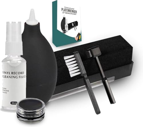 Innovaland - Cepillo de placas - Juego 6 en 1 - Vinilo - Limpiador de placas - LP - Cepillo - Limpiador - Kit de limpieza - Kit de limpieza - Cepillo de agujas - Tocadiscos - Antiestático