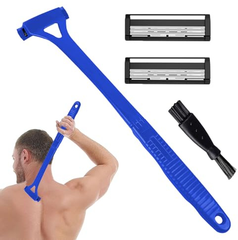 Rückenrasierer Herren - Ergonomischer Rückenhaarentferner Für Männer - Brust & Rücken Haarentfernung Auch Für Armen, Beine & Bauch - Body Shaver Men, 45cm (Ersatzklingen Enthalten)