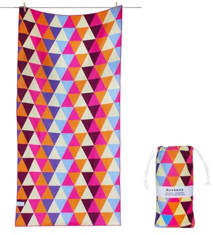 Buvanha Marrakech Serviette de voyage à séchage rapide et compacte 200 x 90 cm – Serviette en microfibre avec sac – Serviette de plage sans sable en plastique recyclé