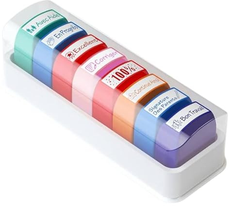 8Pcs Tampons Enseignants Français, Tampon Encreur Enseignant Français,Cadeau Professeur de Français, Tampon Maitresse Décole pour Cadeau Professeur et Encourager élèves