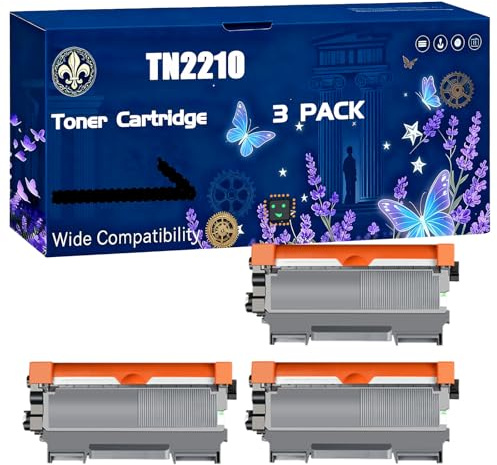Compatible for Brother TN2210 FAX-2940 Fax Machine FAX-2490 Fax Machine HL-2270DW Mono Printers, Toner Cartridge Black High Yield 2600 Pages, Printer Accessories (3 Pack Black)
