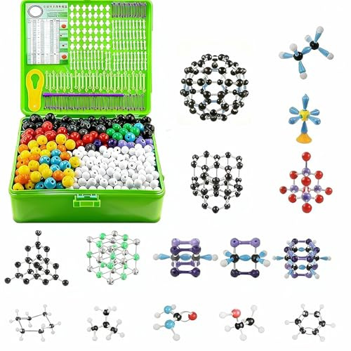 Modelos Moleculares,Kit De Modelos Moleculares,Kit De Estructura Orgánica Inorgánica Química,791 Piezas Incluye Kit de Estructuras de Fullerenos con Guía de Instrucciones para Estudiantes Maestros