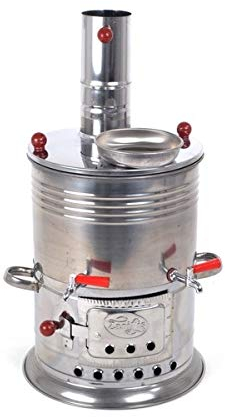 Samovar Teekessel Türkische Semaver Holzkohle und Holz Wasserbereiter Boiler für Camping, Picknick, Jagd, Wandern, Yachting, Doppelhahn